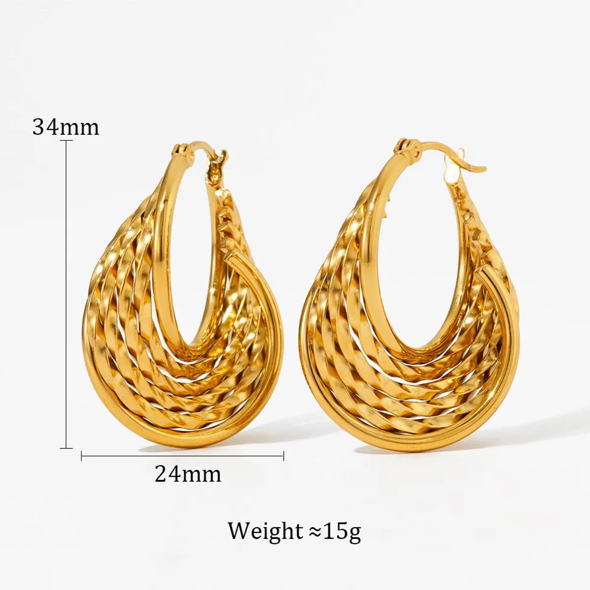 1 Pair Modern Style Artistic Geometric Solid Color Plating 304 Stainless Steel 16K Gold Plated White Gold Plated Gold Plated Earrings