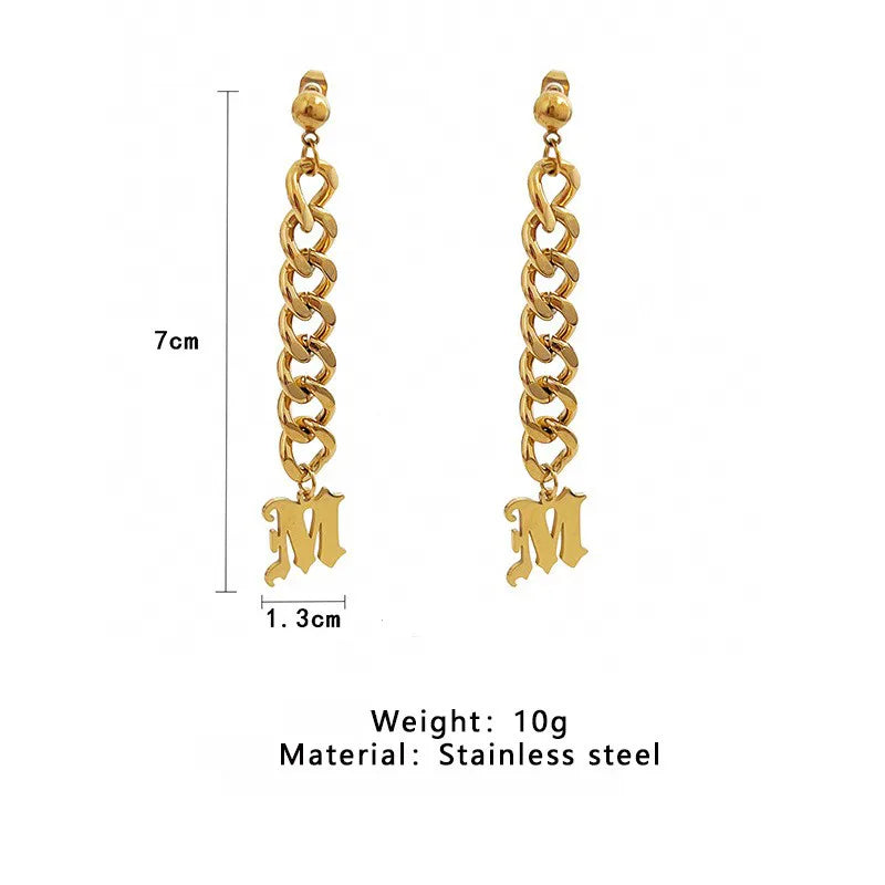 1 Pair Modern Style Artistic Letter 304 Stainless Steel 16K Gold Plated White Gold Plated Gold Plated Drop Earrings