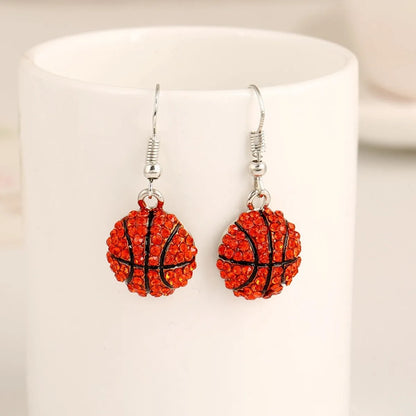 1 Pair Modern Style Baseball Basketball Football Inlay Zinc Alloy Rhinestones Drop Earrings