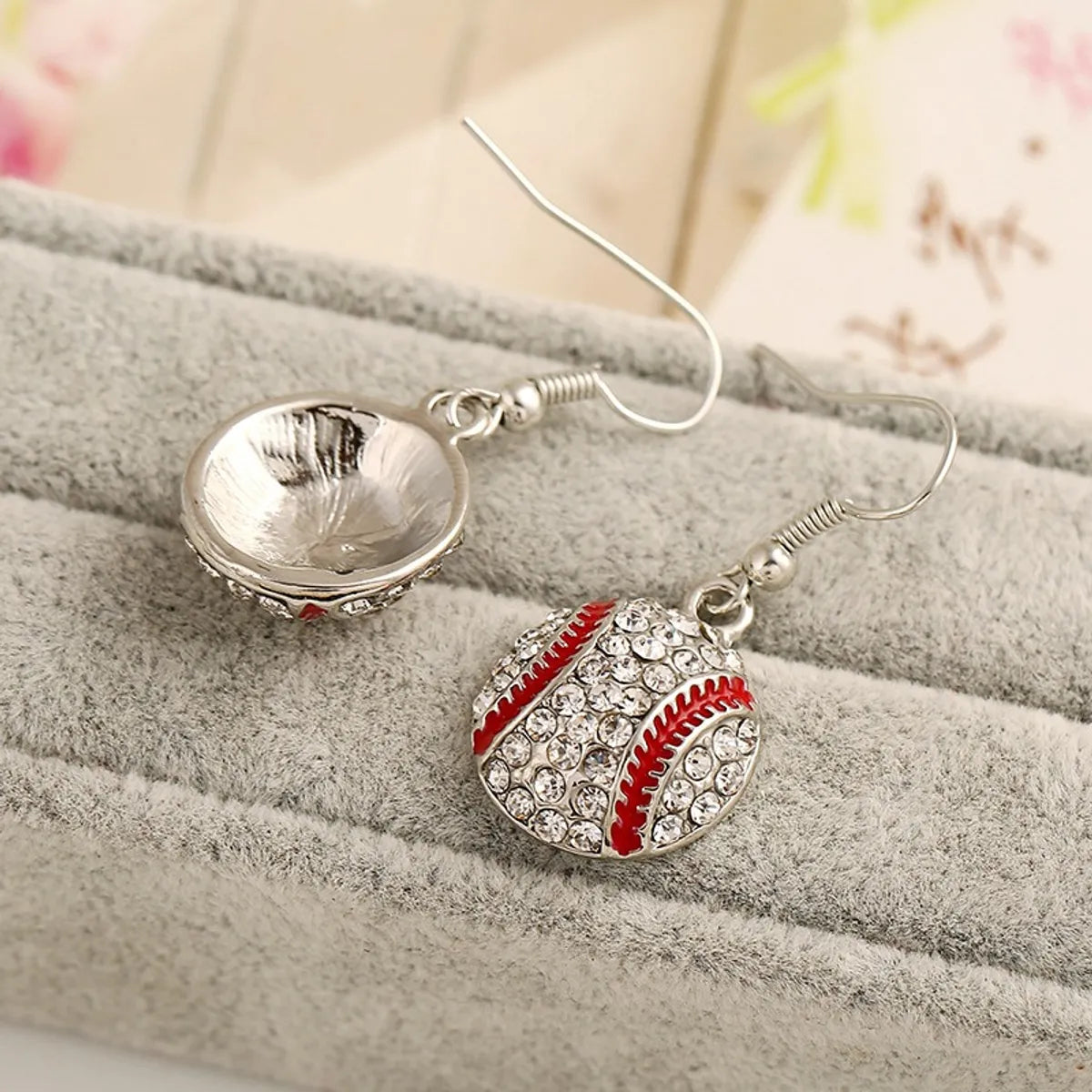 1 Pair Modern Style Baseball Basketball Football Inlay Zinc Alloy Rhinestones Drop Earrings