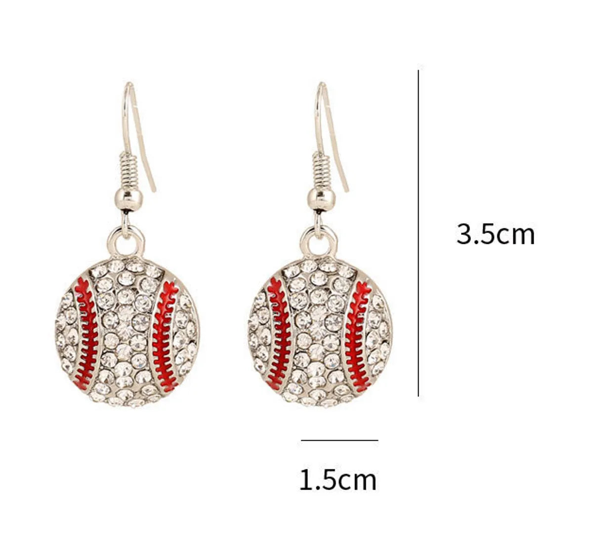 1 Pair Modern Style Baseball Basketball Football Inlay Zinc Alloy Rhinestones Drop Earrings