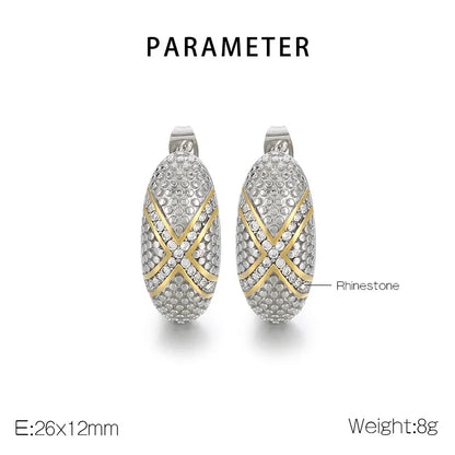 1 Pair Modern Style Classic Style C Shape Inlay 304 Stainless Steel Rhinestones 18K Gold Plated Ear Studs