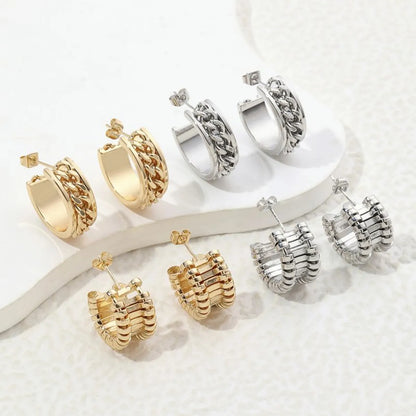 1 Pair Modern Style Classic Style C Shape Plating Copper 18k Gold Plated White Gold Plated Ear Studs