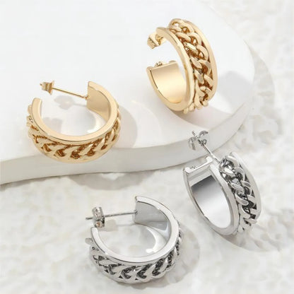 1 Pair Modern Style Classic Style C Shape Plating Copper 18k Gold Plated White Gold Plated Ear Studs