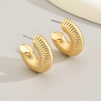 1 Pair Modern Style Classic Style C Shape Stripe Arylic Alloy Ear Studs