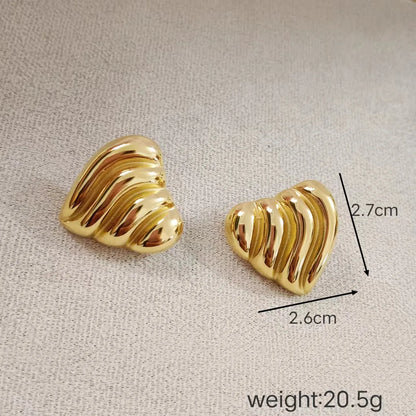 1 Pair Modern Style Classic Style Circle Heart Shape Rectangle 304 Stainless Steel 18K Gold Plated Ear Studs