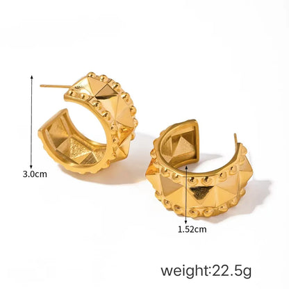 1 Pair Modern Style Classic Style Circle Heart Shape Rectangle 304 Stainless Steel 18K Gold Plated Ear Studs