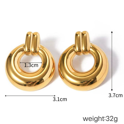 1 Pair Modern Style Classic Style Circle Plating 304 Stainless Steel 18K Gold Plated Drop Earrings