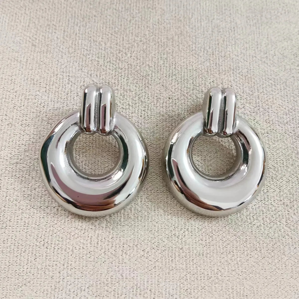 1 Pair Modern Style Classic Style Circle Plating 304 Stainless Steel 18K Gold Plated Drop Earrings