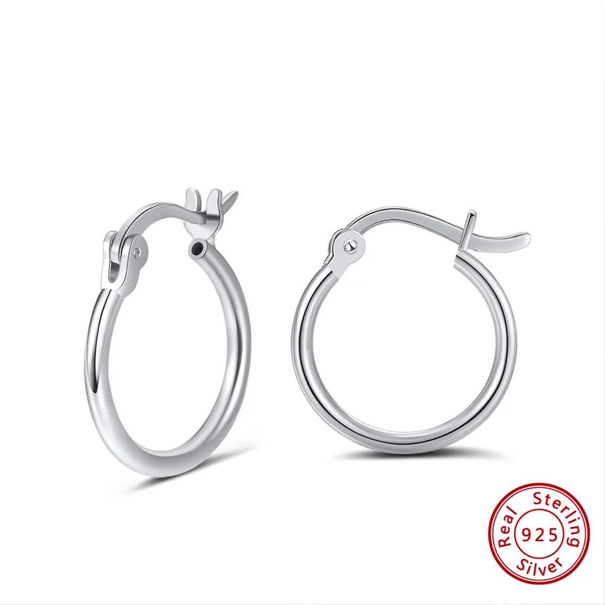 1 Pair Modern Style Classic Style Circle Plating Sterling Silver White Gold Plated Rhodium Plated Silver Plated Hoop Earrings