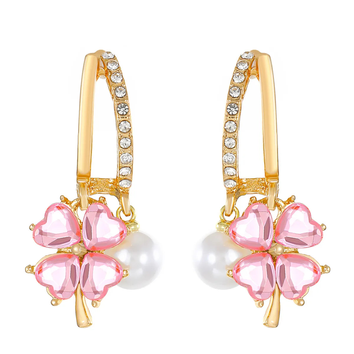 1 Pair Modern Style Classic Style Geometric Flower Inlay Alloy Rhinestones Drop Earrings