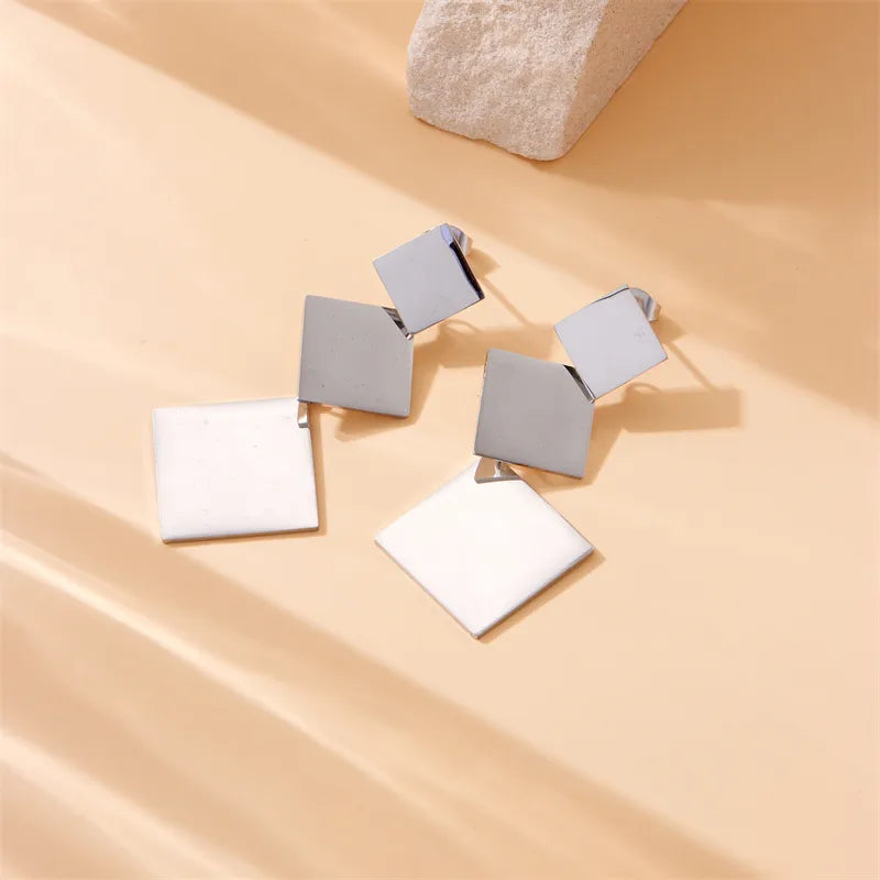 1 Pair Modern Style Classic Style Geometric Rhombus Metal 304 Stainless Steel 18K Gold Plated Drop Earrings