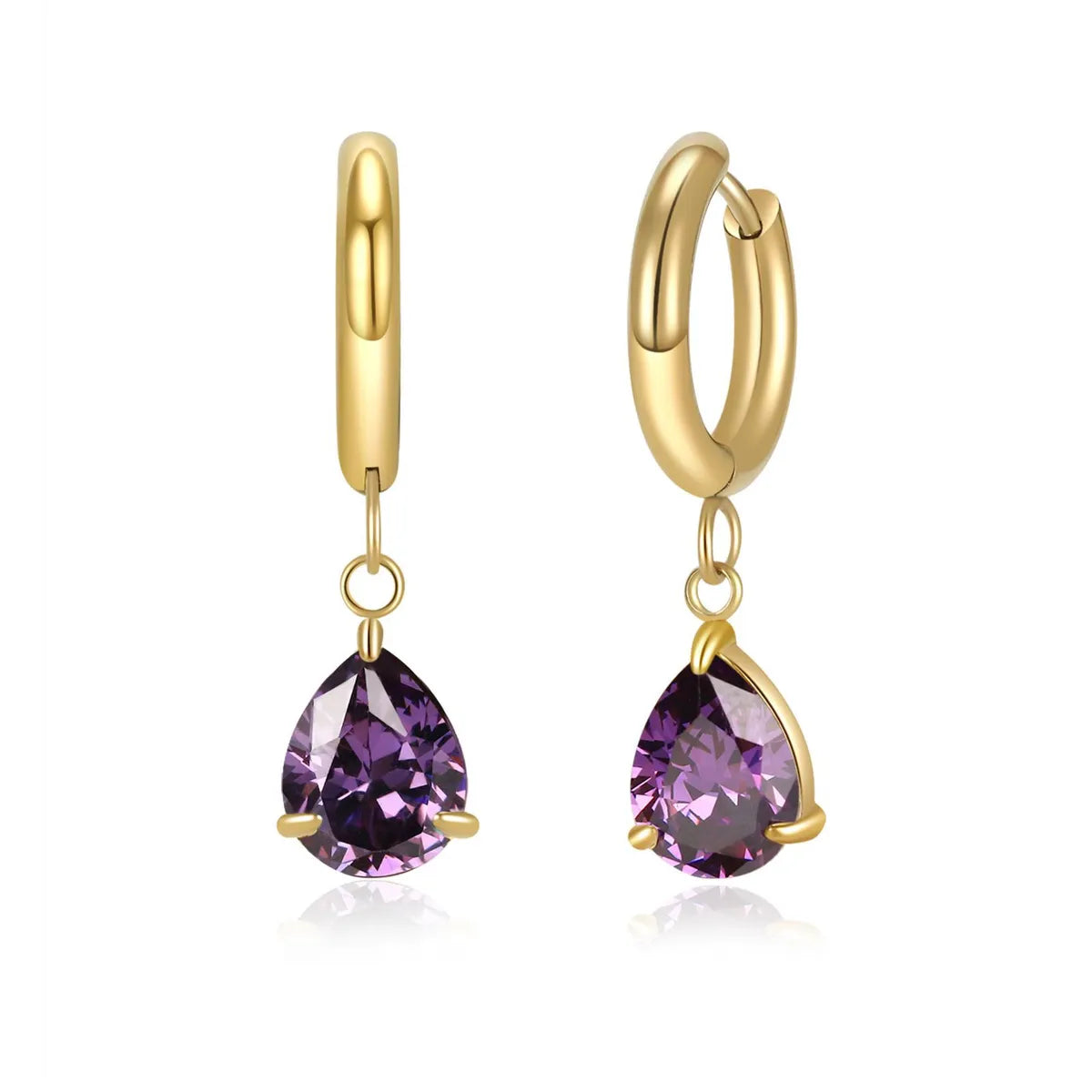 1 Pair Modern Style Classic Style Geometric Water Droplets Plating Inlay 304 Stainless Steel Zircon Drop Earrings