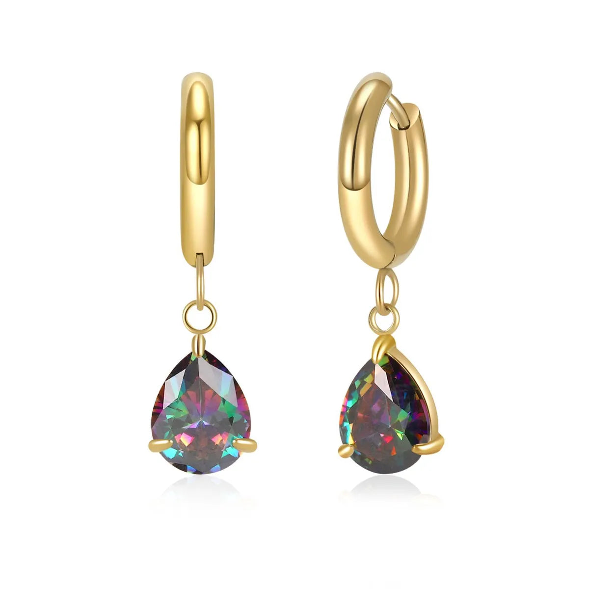 1 Pair Modern Style Classic Style Geometric Water Droplets Plating Inlay 304 Stainless Steel Zircon Drop Earrings