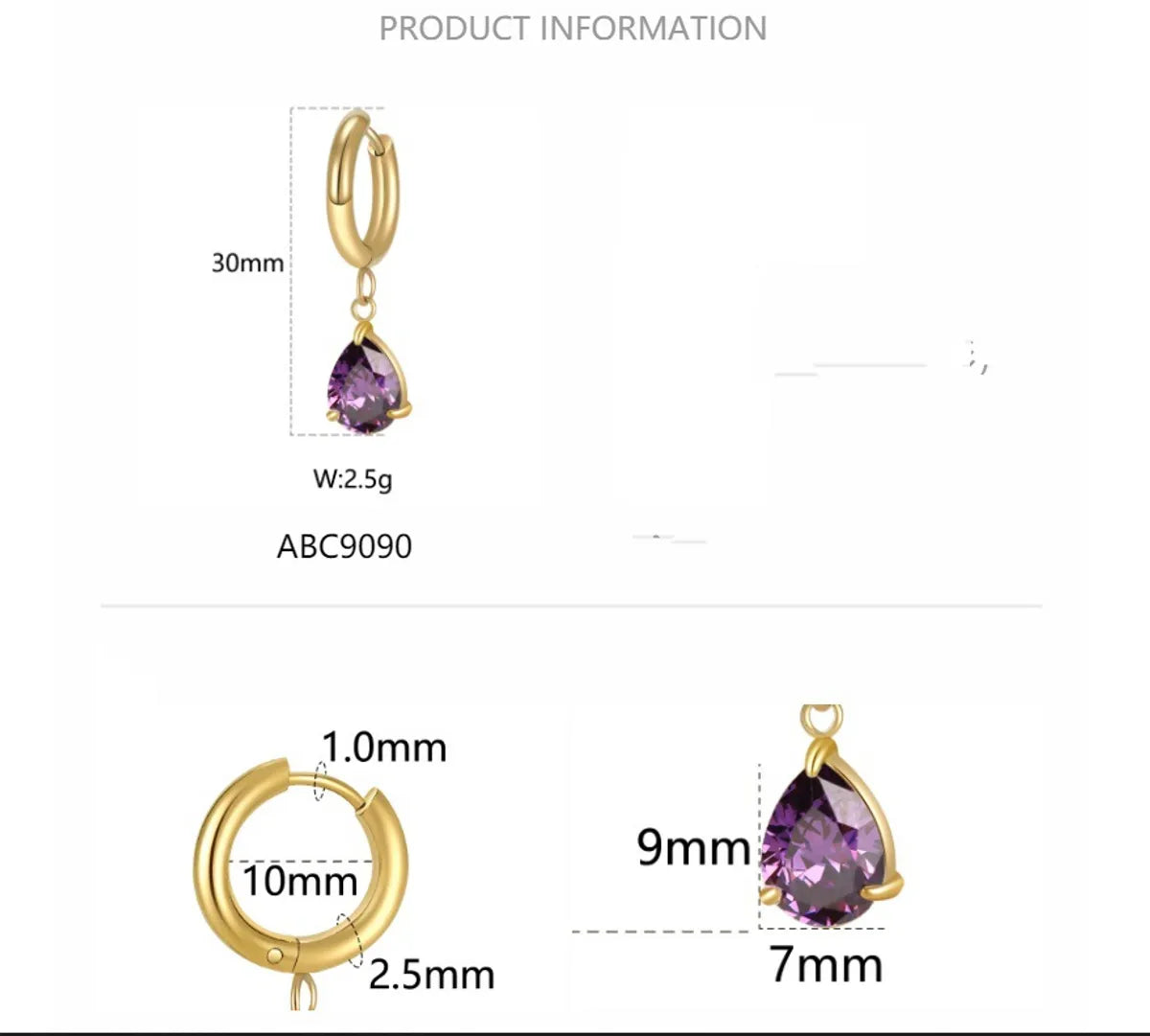 1 Pair Modern Style Classic Style Geometric Water Droplets Plating Inlay 304 Stainless Steel Zircon Drop Earrings