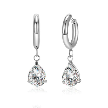 1 Pair Modern Style Classic Style Geometric Water Droplets Plating Inlay 304 Stainless Steel Zircon Drop Earrings