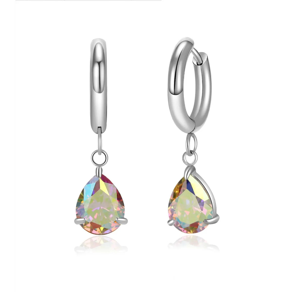 1 Pair Modern Style Classic Style Geometric Water Droplets Plating Inlay 304 Stainless Steel Zircon Drop Earrings