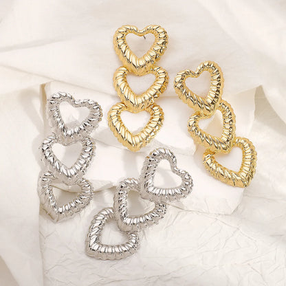 1 Pair Modern Style Classic Style Heart Shape Alloy Iron Drop Earrings