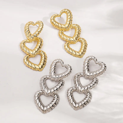 1 Pair Modern Style Classic Style Heart Shape Alloy Iron Drop Earrings