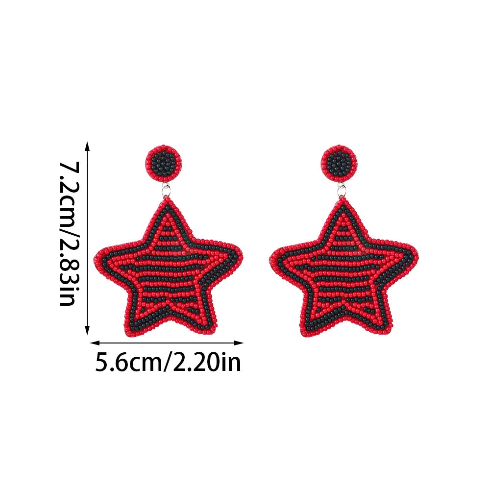 1 Pair Modern Style Classic Style Pentagram Beaded Braid Beaded Nonwoven Glass Drop Earrings