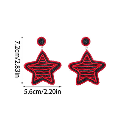 1 Pair Modern Style Classic Style Pentagram Beaded Braid Beaded Nonwoven Glass Drop Earrings