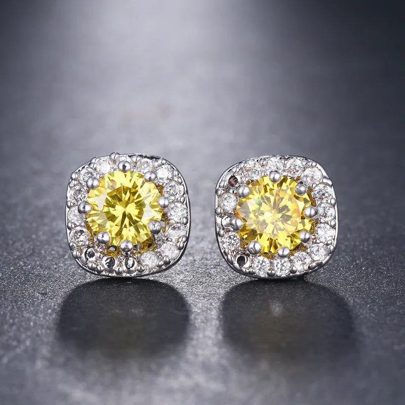 1 Pair Modern Style Classic Style Round Inlay Metal Zircon 16K Gold Plated Ear Studs