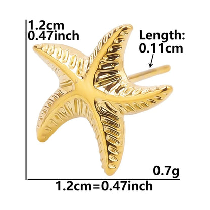 1 Pair Modern Style Classic Style Scallop Starfish Butterfly Plating 304 Stainless Steel 18K Gold Plated Ear Studs