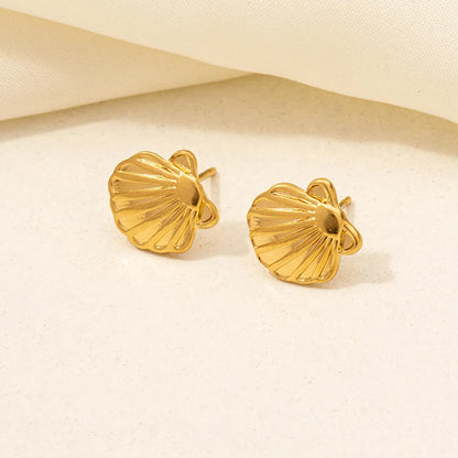 1 Pair Modern Style Classic Style Scallop Starfish Butterfly Plating 304 Stainless Steel 18K Gold Plated Ear Studs