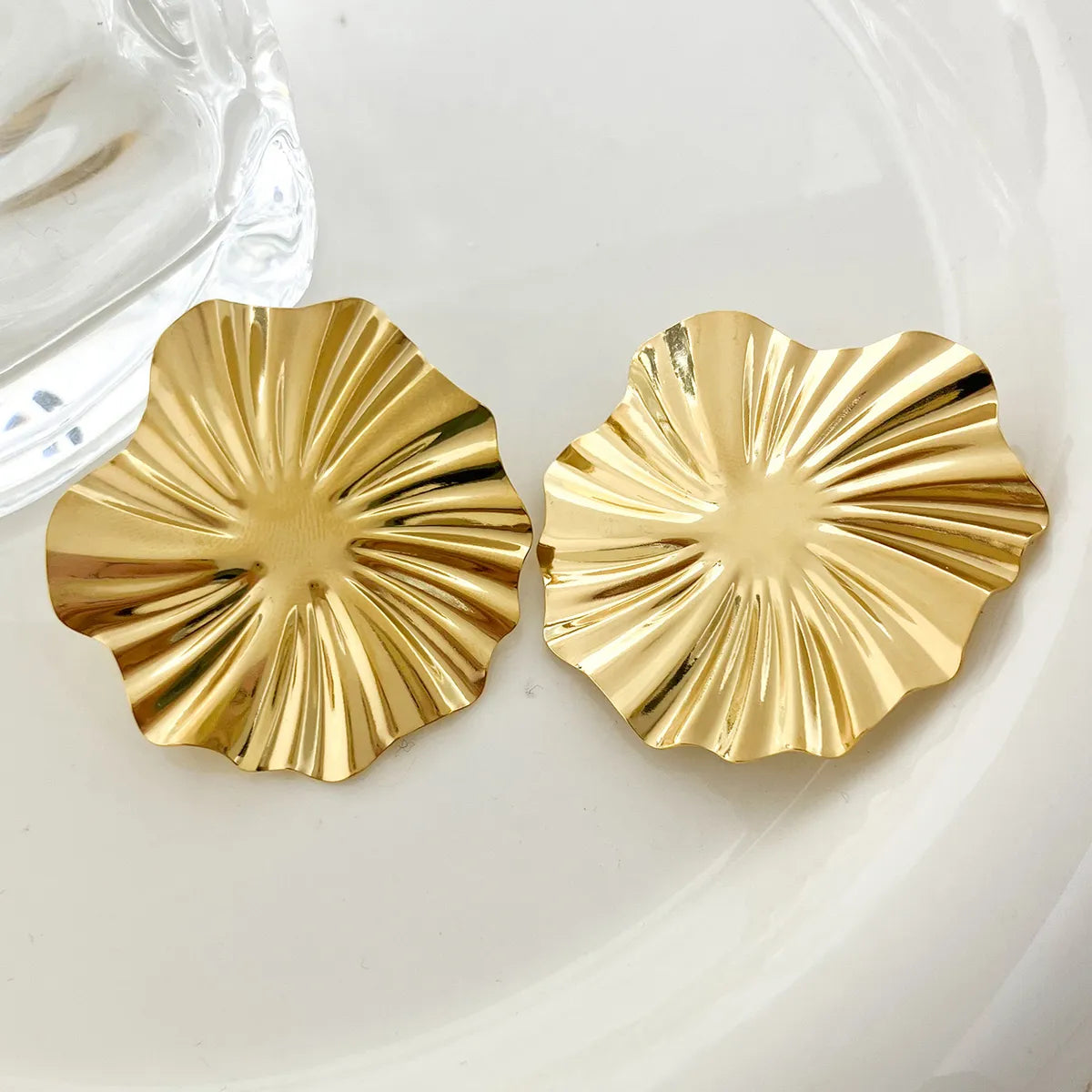 1 Pair Modern Style Classic Style Sector Plating 304 Stainless Steel 14K Gold Plated Drop Earrings