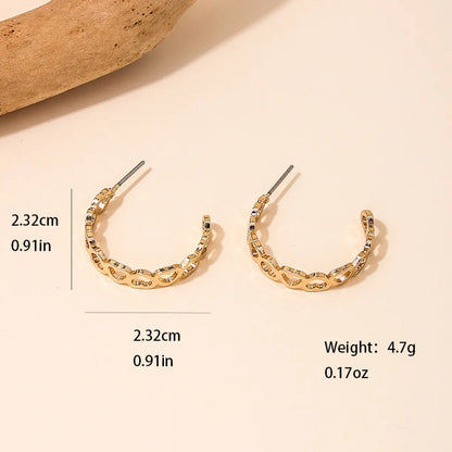 1 Pair Modern Style Commute C Shape Heart Shape Hollow Out Alloy Zinc Ear Studs