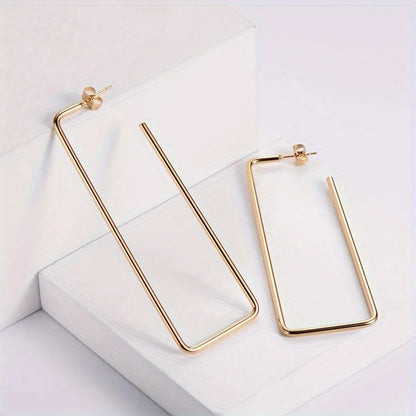 1 Pair Modern Style Commute Rectangle Plating Stainless Steel None Gold Plated Earrings