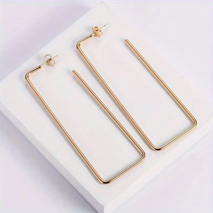 1 Pair Modern Style Commute Rectangle Plating Stainless Steel None Gold Plated Earrings