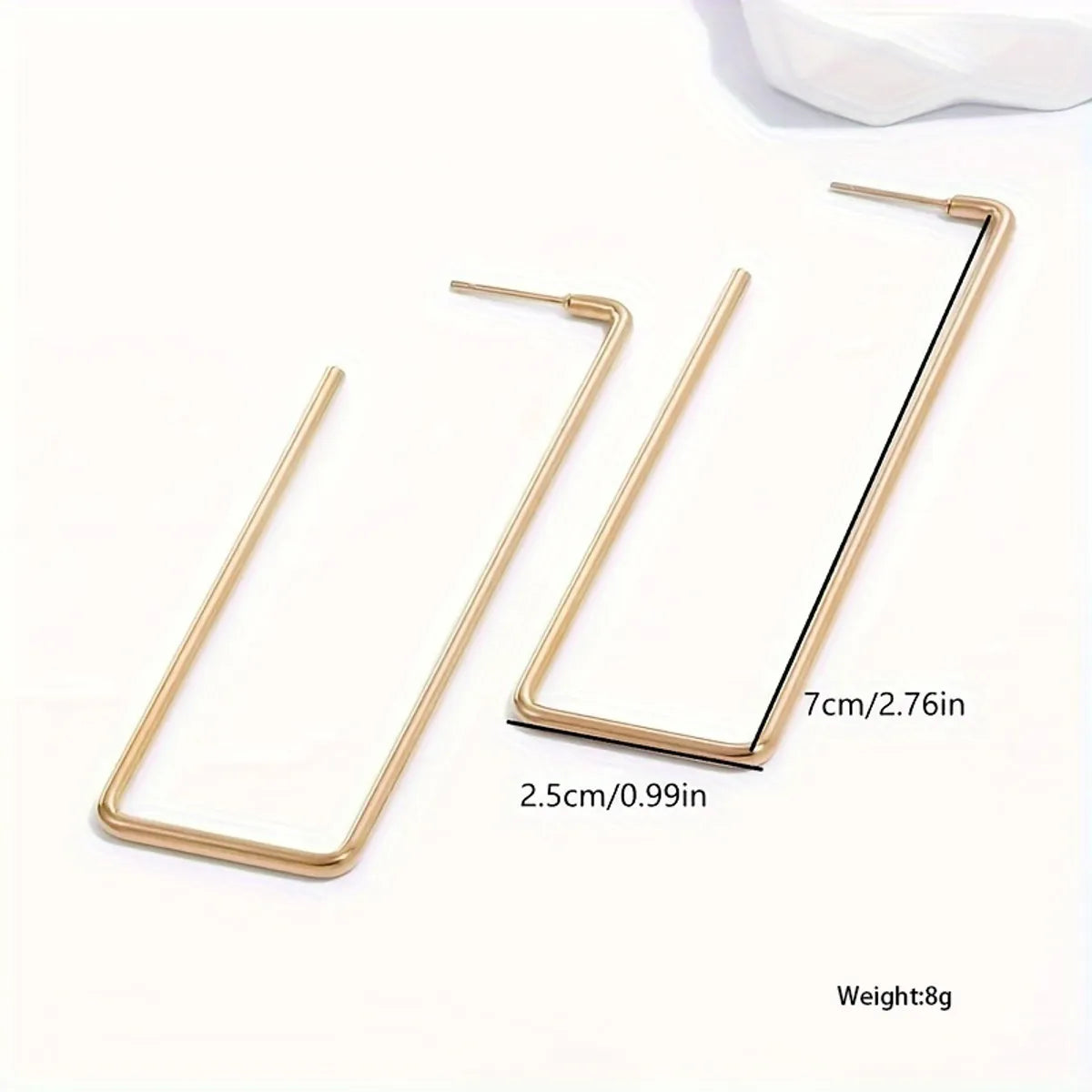 1 Pair Modern Style Commute Rectangle Plating Stainless Steel None Gold Plated Earrings