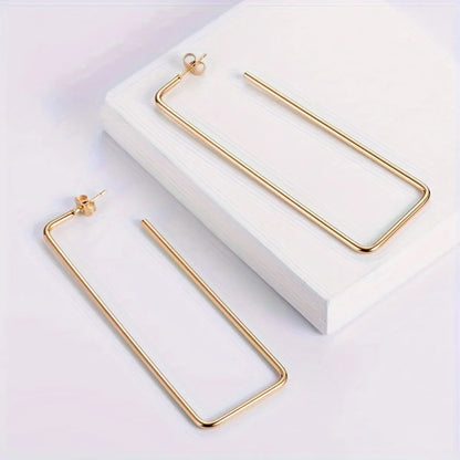 1 Pair Modern Style Commute Rectangle Plating Stainless Steel None Gold Plated Earrings