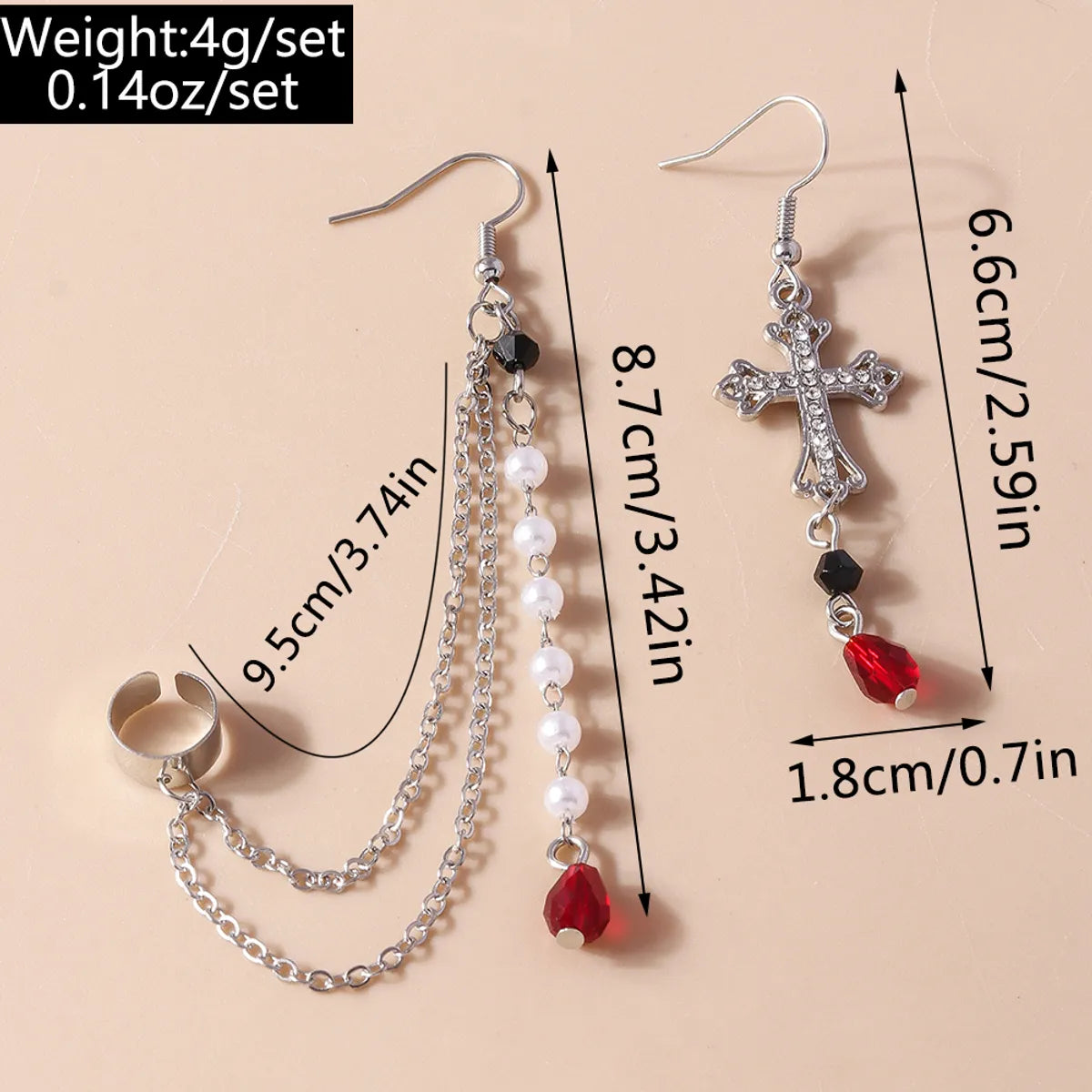 1 Pair Modern Style Cross Plastic Zinc Alloy Drop Earrings