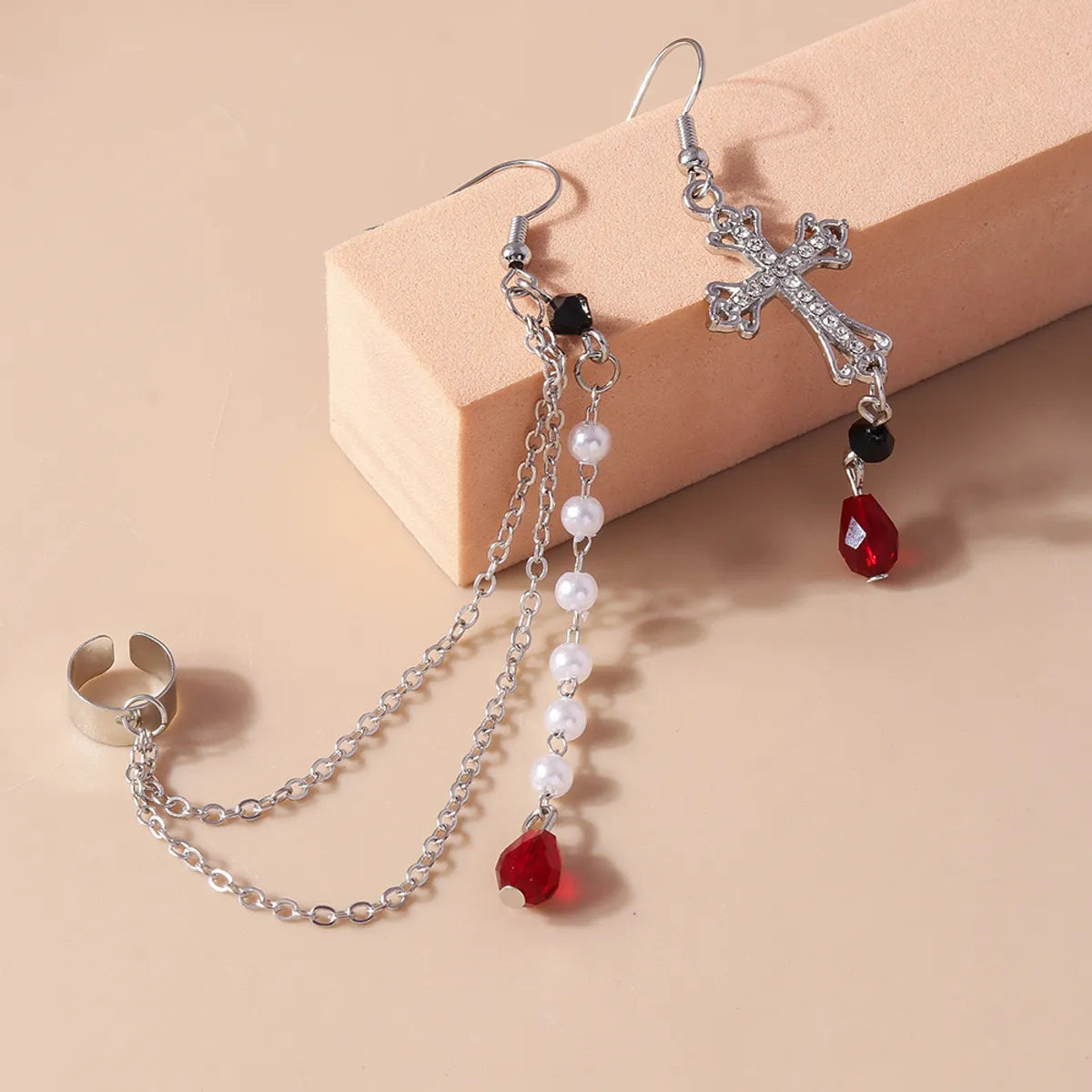 1 Pair Modern Style Cross Plastic Zinc Alloy Drop Earrings