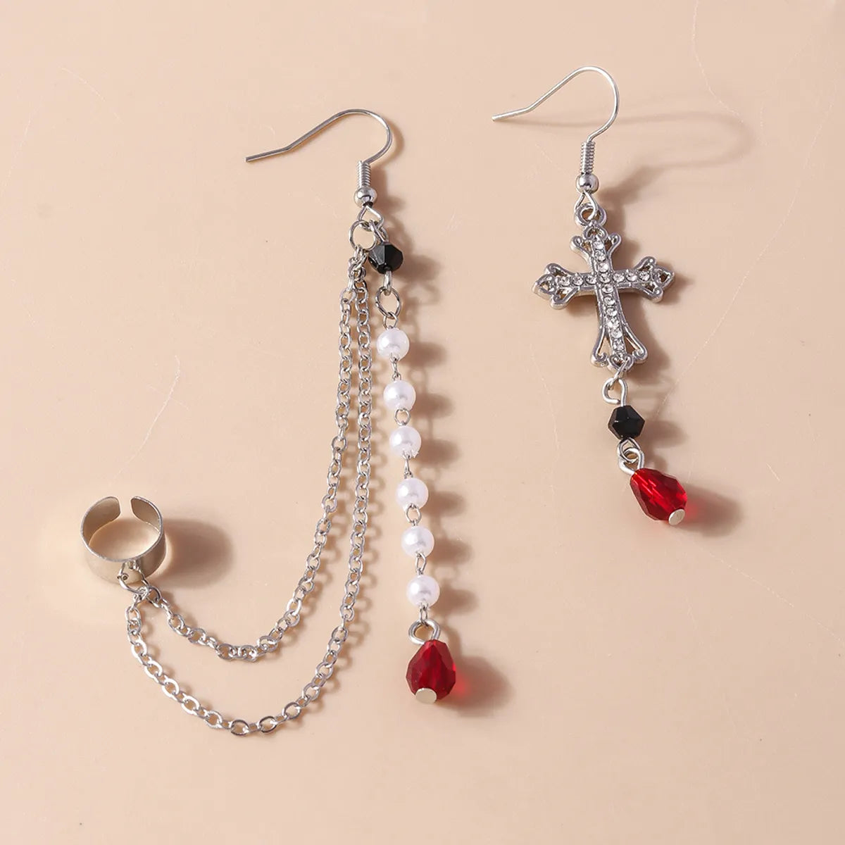 1 Pair Modern Style Cross Plastic Zinc Alloy Drop Earrings