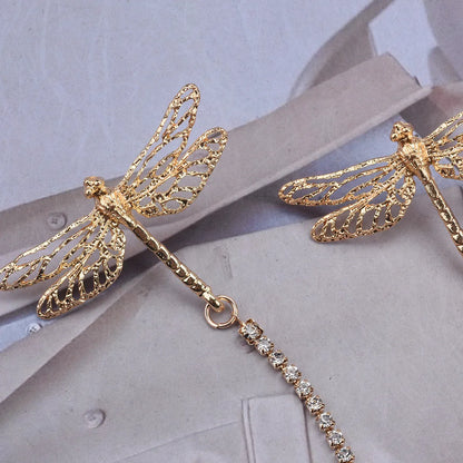 1 Pair Modern Style Dragonfly Plating Metal Drop Earrings