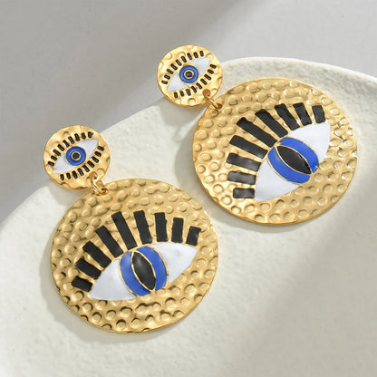 1 Pair Modern Style Eye Plating Stainless Steel 18k Gold Plated Drop Earrings