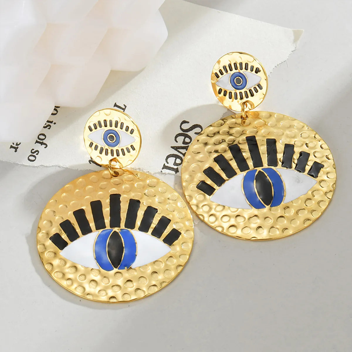 1 Pair Modern Style Eye Plating Stainless Steel 18k Gold Plated Drop Earrings