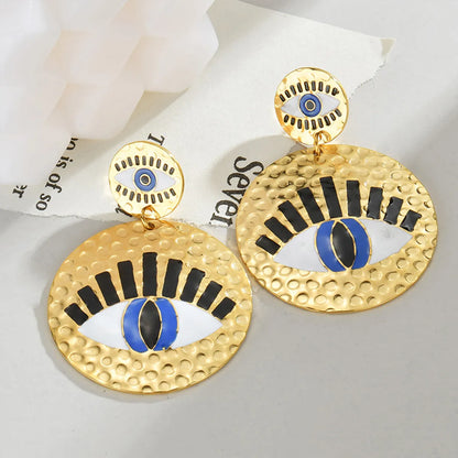 1 Pair Modern Style Eye Plating Stainless Steel 18k Gold Plated Drop Earrings