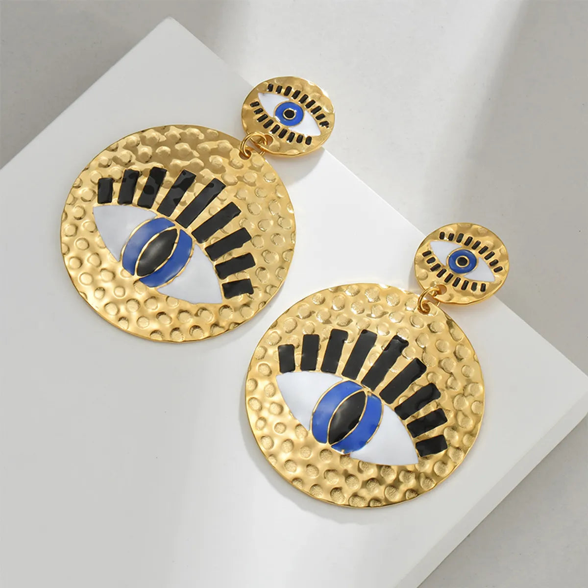 1 Pair Modern Style Eye Plating Stainless Steel 18k Gold Plated Drop Earrings