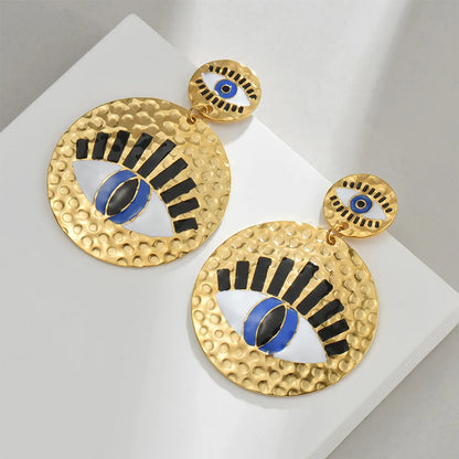 1 Pair Modern Style Eye Plating Stainless Steel 18k Gold Plated Drop Earrings