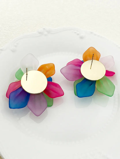 1 Pair Modern Style Flower Stainless Steel Arylic Plating Gold Plated Ear Studs