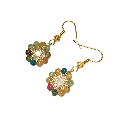 1 Pair Modern Style Flower Tourmaline Alloy Earrings