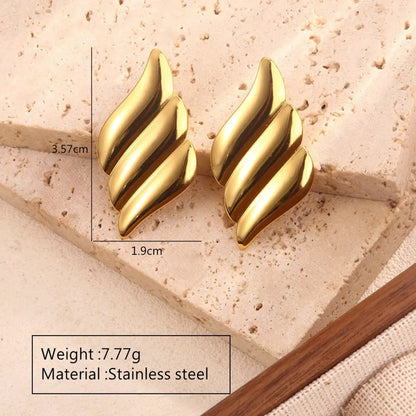 1 Pair Modern Style Geometric Flower Stamping 304 Stainless Steel Imitation Gold  Drop Earrings Ear Studs