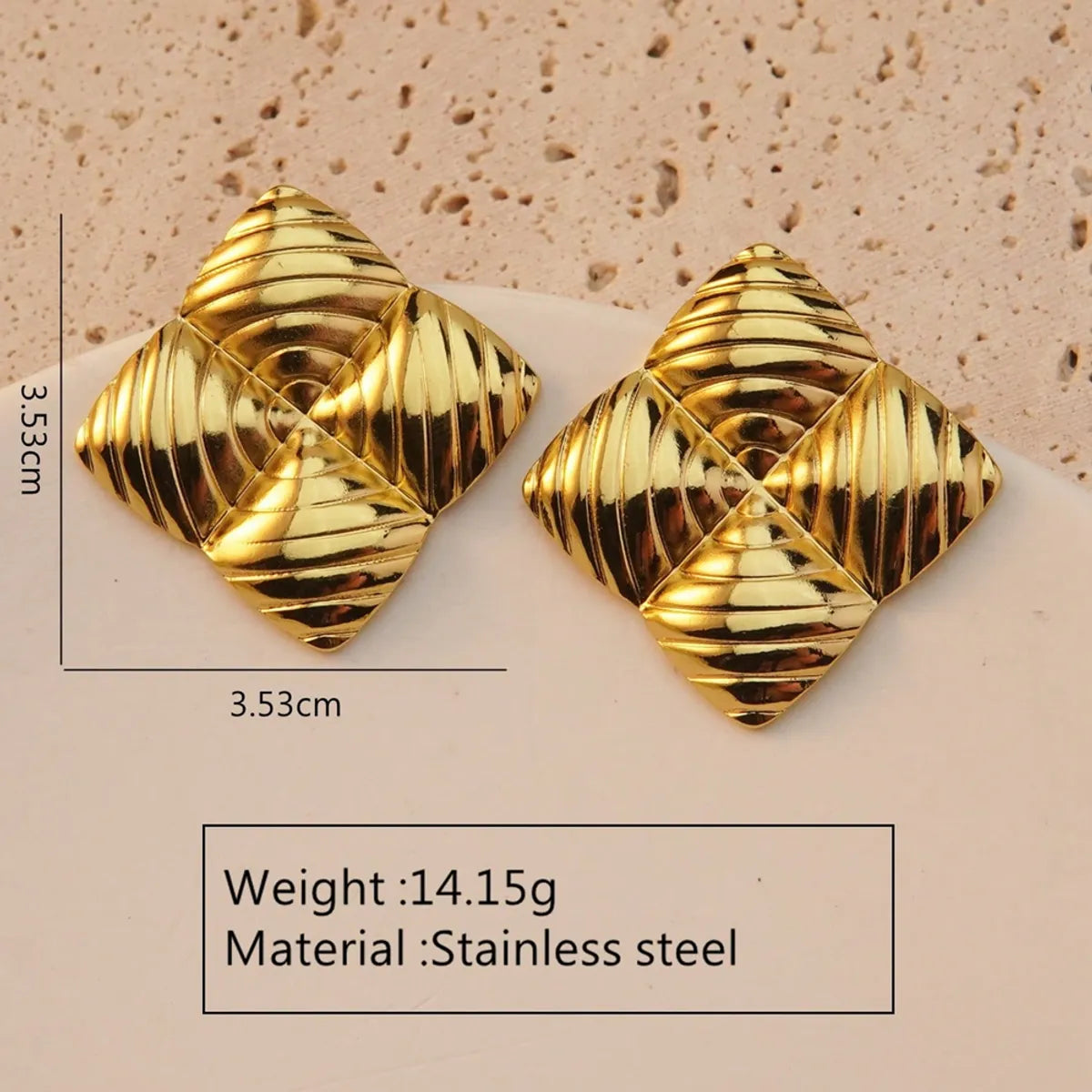 1 Pair Modern Style Geometric Flower Stamping 304 Stainless Steel Imitation Gold  Drop Earrings Ear Studs