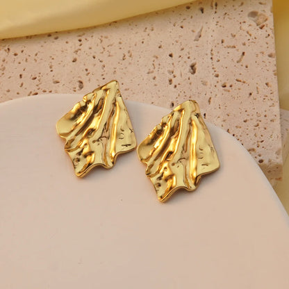 1 Pair Modern Style Geometric Flower Stamping 304 Stainless Steel Imitation Gold  Drop Earrings Ear Studs