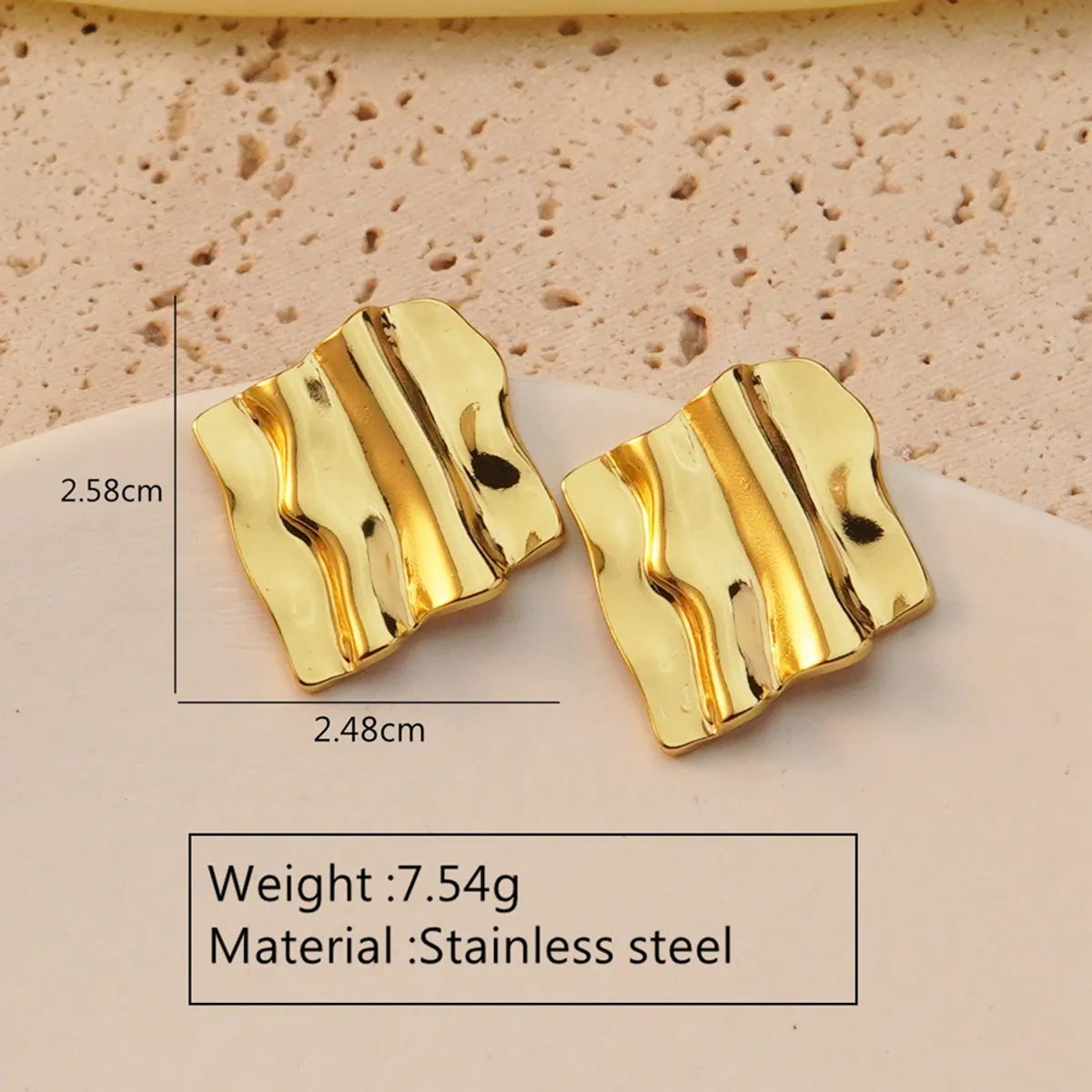 1 Pair Modern Style Geometric Flower Stamping 304 Stainless Steel Imitation Gold  Drop Earrings Ear Studs