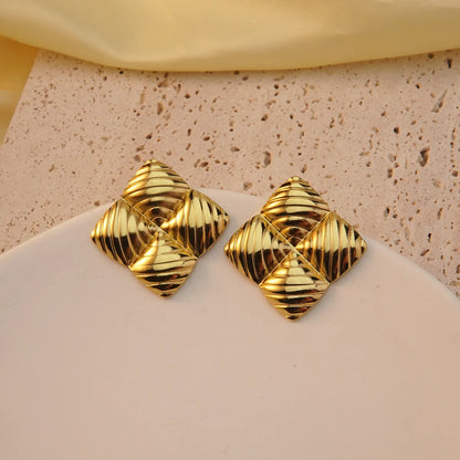 1 Pair Modern Style Geometric Flower Stamping 304 Stainless Steel Imitation Gold  Drop Earrings Ear Studs